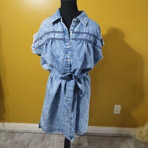 G. Kale Petite Short Sleeve Denim Shirt Dress Size PS Coastal Cowgirl Western